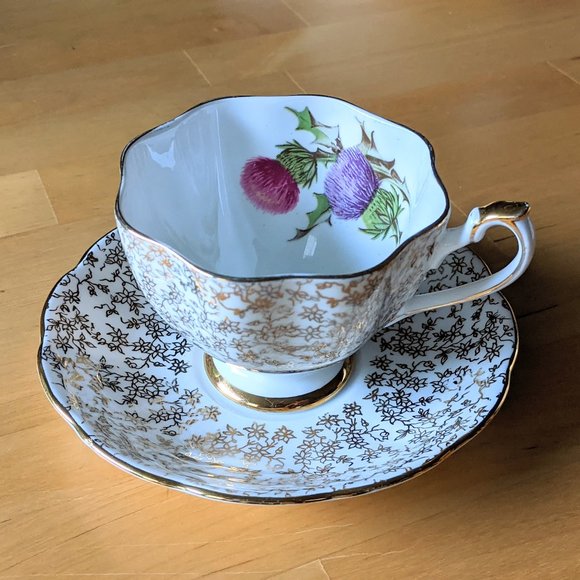 🇬🇧 Vintage Scottish Thistle English China Teacup - Picture 1 of 5